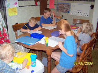 all+working+on+school Large Family Workbox System for Homeschool