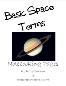 Basic Space Vocabulary Notebooking Pages