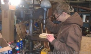 Our Oldest got time to learn to use some shop tools and build a jig for his wire wrapping art.